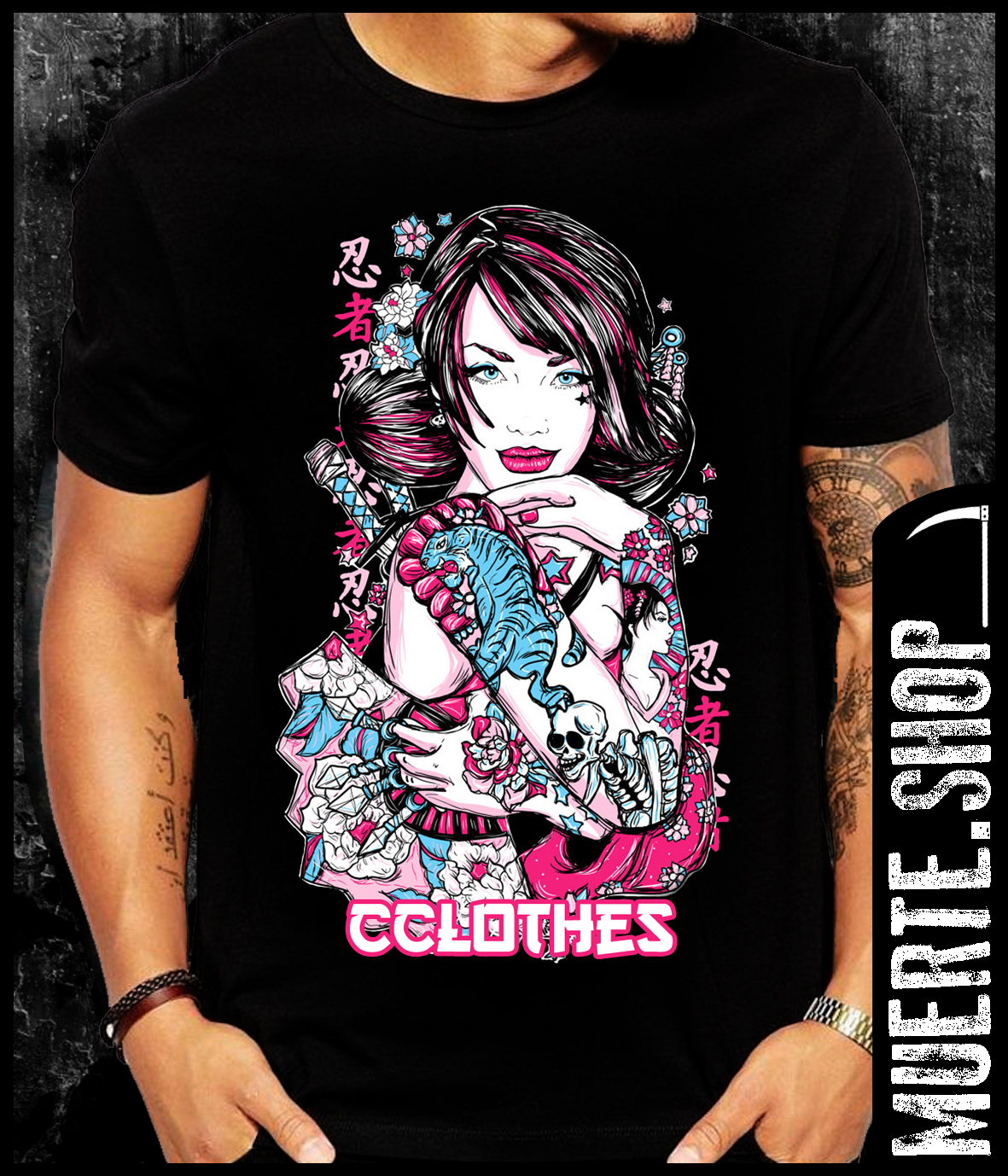Черна тениска JAPAN TATTOOED GIRL Черна тениска JAPAN TATTOOED GIRL